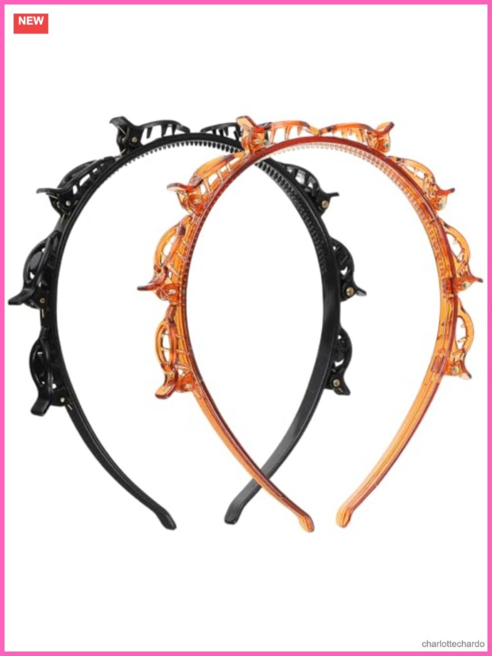 2 Pack Headband with Clips for Bangs Hairstyle ABS Hair Accessory